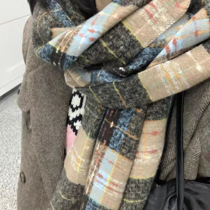 Retro koreanischen Stil Damen Schal Winter warm Quastenbesatz Nachahmung Kaschmir Schal Wrap Polyester frisch süß cremiger Stil So ist Leben