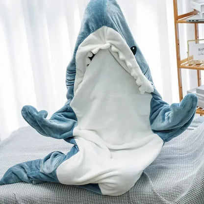Cartoon Shark Decke Hoodie Frauen Kigurumi Overall Kinder Eltern Mit Kapuze Warme Flanell Lustige Homewear Shark Onesie Schlafsack - So ist Leben