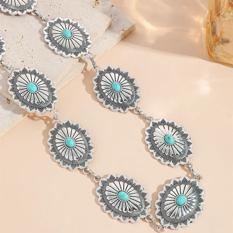 1-teiliges Set Taillenketten-Accessoires für Damen im Retro-Stil im böhmischen Ethno-Stil, hochwertiger silberner Metallkettengürtel mit Rockgürtel So ist Leben