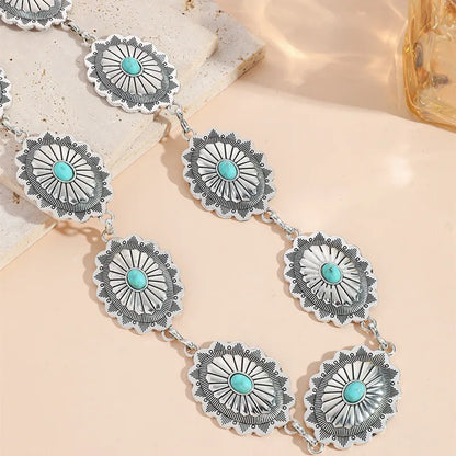 1-teiliges Set Taillenketten-Accessoires für Damen im Retro-Stil im böhmischen Ethno-Stil, hochwertiger silberner Metallkettengürtel mit Rockgürtel So ist Leben