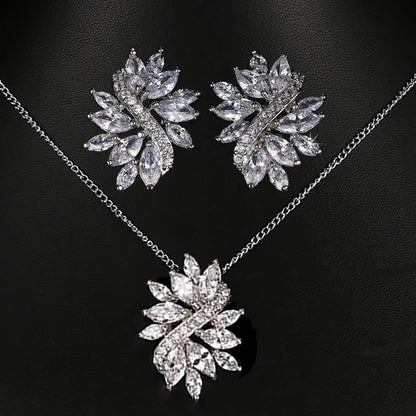 Zwei Größe Neue Design Luxus AAA Zirkon Olivenzweig Ohrringe und Anhänger Schmuck Sets Für Mode Frauen Hochzeit Schmuck Set AS128 So ist Leben