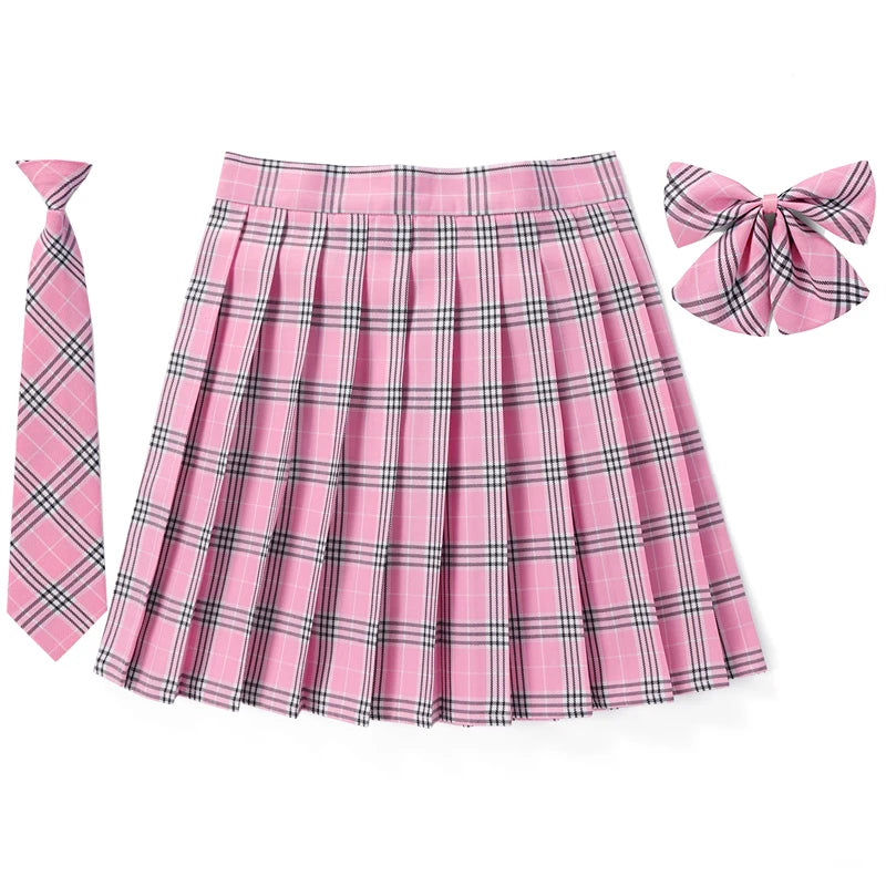 Frauen Hohe Taille Gefaltete Rock Plaid Krawatte Sommer Neue Harajuku Preppy Mini EINE Linie Japanische Schule Uniformen Mädchen Kawaii Rock So ist Leben