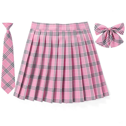 Frauen Hohe Taille Gefaltete Rock Plaid Krawatte Sommer Neue Harajuku Preppy Mini EINE Linie Japanische Schule Uniformen Mädchen Kawaii Rock So ist Leben