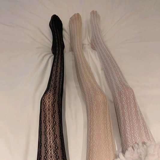 Herbst Frauen Lolita Strumpfhosen Spitze Strümpfe Frau Aushöhlen Weiß Weibliche Strumpfhosen frauen geschnitzte net socken Tattoo Strumpfhosen Muster So ist Leben