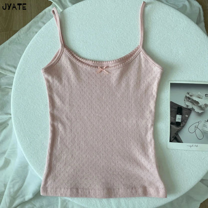 Süße Blumendruck Öse Schleife abgeschnittene Westen Frauen Baumwolle beiläufige dünne Spitzenbesatz Tank Tops Vintage Adrette süße Leibchen Y2K So ist Leben