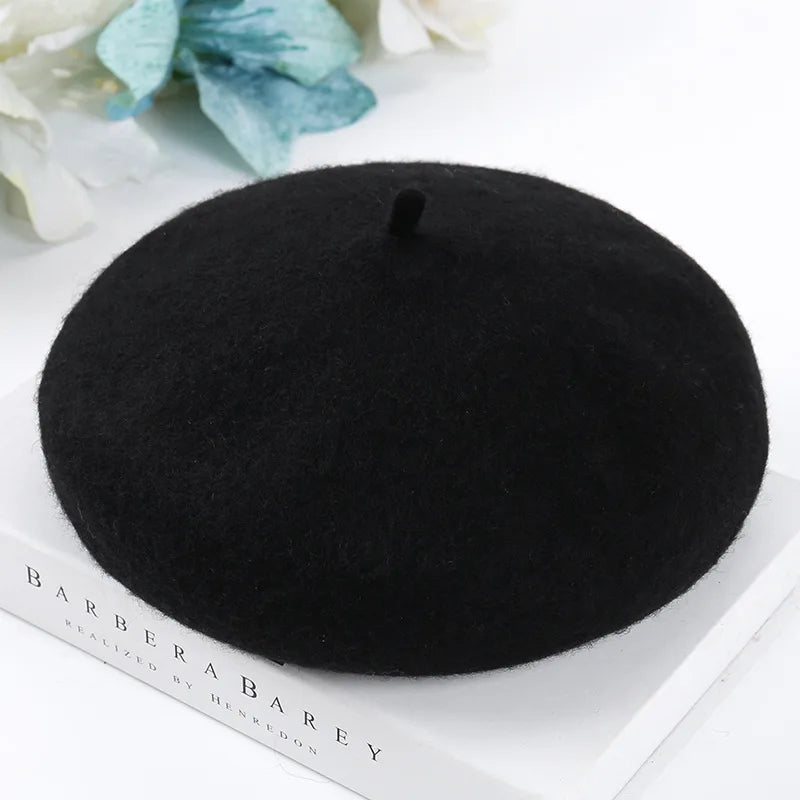 Wolle Berets Winter Frauen Französisch Stil Warme Beanie Hut Kürbis Hut Vintage Baskenmütze Einfarbig Elegante Dame Alle Abgestimmt Herbst Kappen So ist Leben