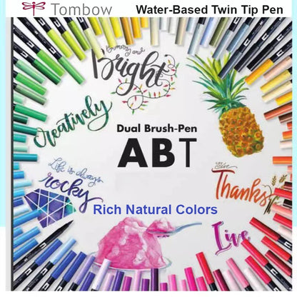 Tombow Aquarell-Marker-Set, 10-teilig, ABT-Nylon, weiche Spitze, Doppelpinselstift, ungebunden, ungiftig, sicheres Zeichenhandbuch, japanisches Briefpapier So ist Leben