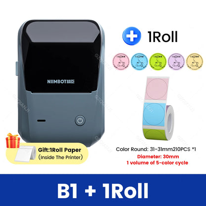 Original Niimbot B1 Etiketten drucker Farbe runde Aufkleber Handheld tragbare Bluetooth selbst klebende Etikettierung Business-Maschine klein So ist Leben