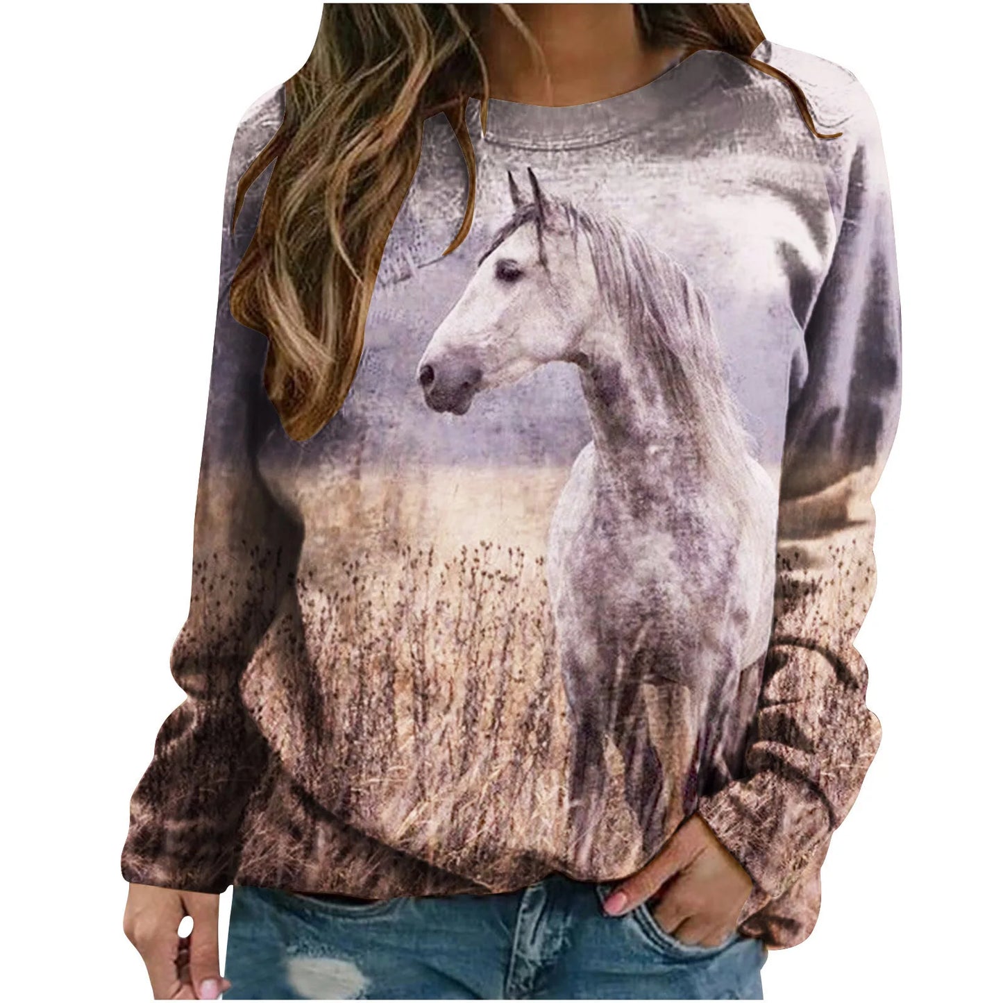 Herbst Pferd Sweatshirts Tier 3D Druck Hoodies Frauen Mode Langarm Y2k Hoodie Übergroßen Pullover Tops Weibliche Kleidung So ist Leben
