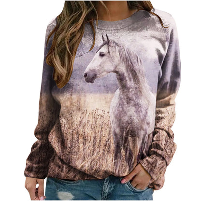 Herbst Pferd Sweatshirts Tier 3D Druck Hoodies Frauen Mode Langarm Y2k Hoodie Übergroßen Pullover Tops Weibliche Kleidung So ist Leben