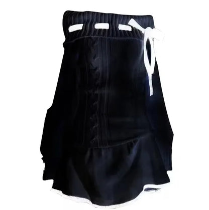 Einfarbiges Kleid mit Schleife und Dekoration, modisches Spitzenrand, lässiges Y2K-Top, emotionales Mädchen, urbane Schönheit, schickes, schlankes, süßes Straßenfrauenkleid So ist Leben