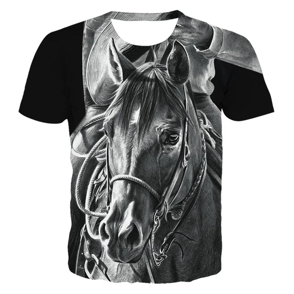 Neue 3d Tier T Hemd Männer Pferd Gedruckt Harajuku Casual Punk Rock Mode Streetwear O Neck Sportliche Atmungsaktive Leichte So ist Leben