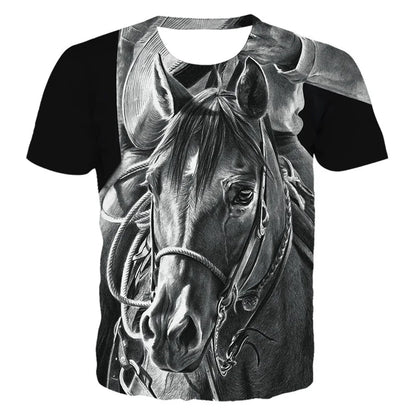Neue 3d Tier T Hemd Männer Pferd Gedruckt Harajuku Casual Punk Rock Mode Streetwear O Neck Sportliche Atmungsaktive Leichte So ist Leben