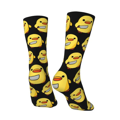 Enten mit Messer Herren Crew Socken Unisex Mode Tier Cartoon Frühling Sommer Herbst Winter Kleid Socken So ist Leben