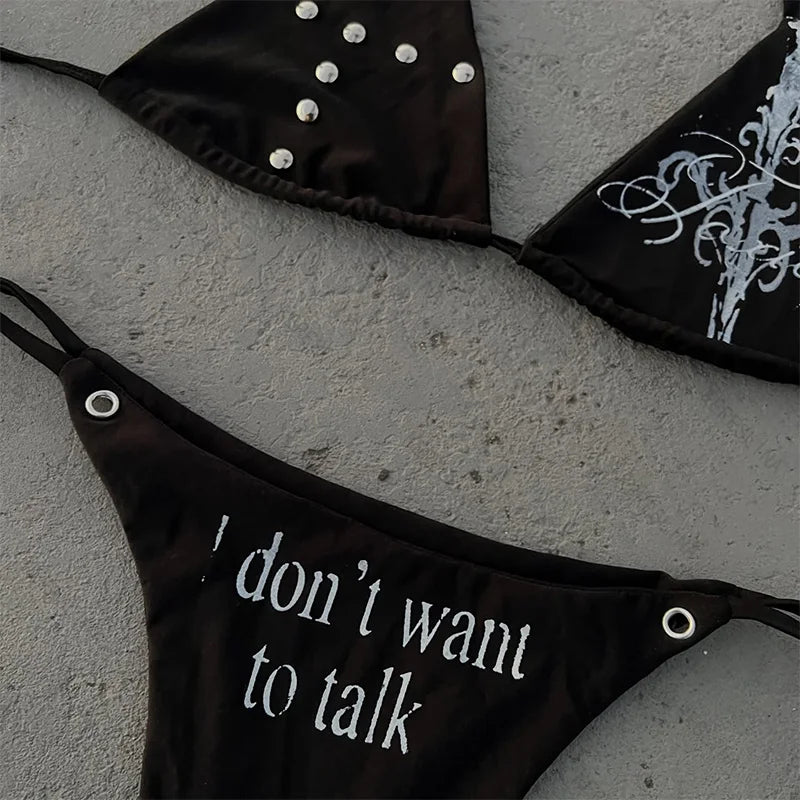 Y2K Millennium Spicy Girls Style Gothic Retro Beliebtes Vielseitiges Neckholder-Bikini-Set Amerikanischer Trendiger Mode-Bikini-Set So ist Leben