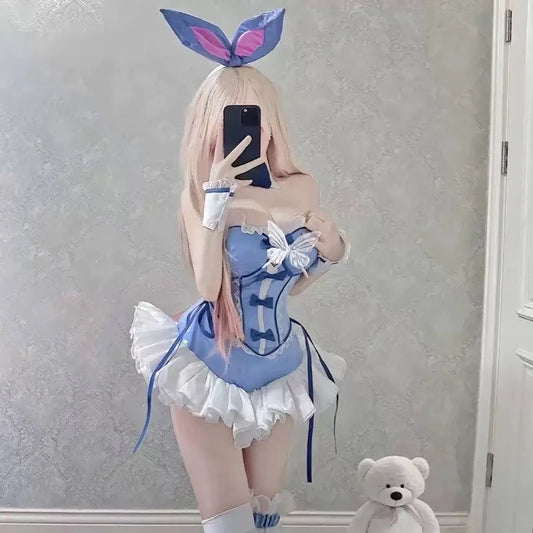 Anime My Dress Up Darling Kitagawa Marin Cosplay Kostüm Mädchen Blaues Kleid Nette Sexy Bunny Mädchen Uniform Halloween Kleidung Outfit So ist Leben