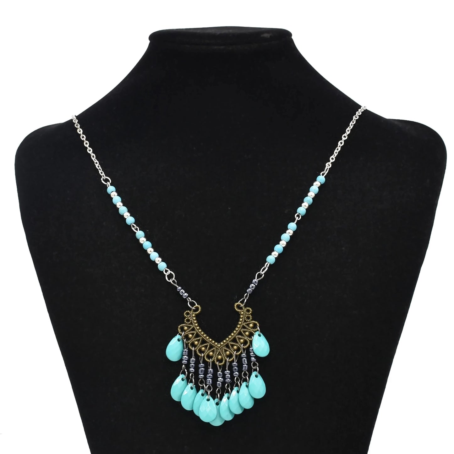 Türkei Bohemian Schwarz Blau Stein Ethnische Münze Quaste Halskette Türkische Gypsy Boho Strand Halsband Lätzchen Indien Halskette für Frauen Party So ist Leben