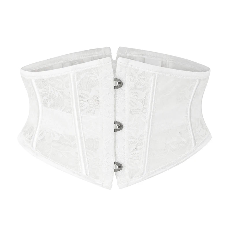 BurVogue Damen-Unterbrustkorsett aus Satin mit 14-Spiral-Stahlstäben, Taillentraining, Spitzenkorsett, Unterbrustkorsett, sexy Schnür-Bustiers und Korsett So ist Leben