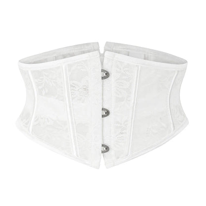 BurVogue Damen-Unterbrustkorsett aus Satin mit 14-Spiral-Stahlstäben, Taillentraining, Spitzenkorsett, Unterbrustkorsett, sexy Schnür-Bustiers und Korsett So ist Leben