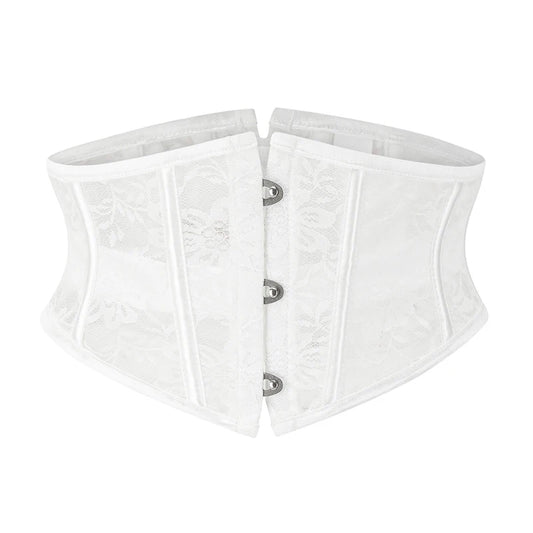 BurVogue Damen-Unterbrustkorsett aus Satin mit 14-Spiral-Stahlstäben, Taillentraining, Spitzenkorsett, Unterbrustkorsett, sexy Schnür-Bustiers und Korsett So ist Leben