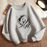 Lustiger Pullover mit künstlerischer Pferdemotiv-Grafik für den Frühling, Rundhals-Hoodie mit Grafikdruck, Kapuzenpullover für Jungen/Mädchen, Kinder-Sweatshirt So ist Leben