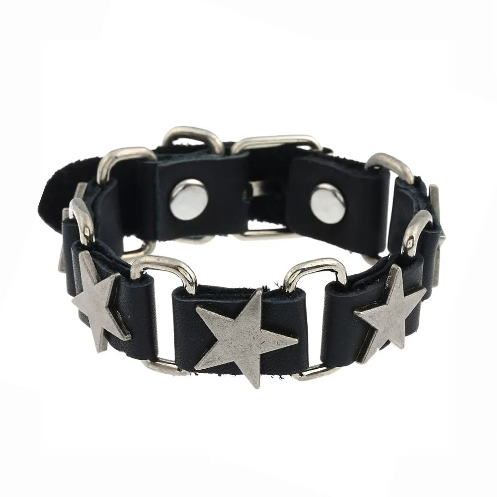 Punk Niet Stern PU Leder Armband Für Frauen Männer Hip Hop Gothic Dark Girl Rock Schmuck Anhänger Liebe Kette Hip Hop Zubehör So ist Leben