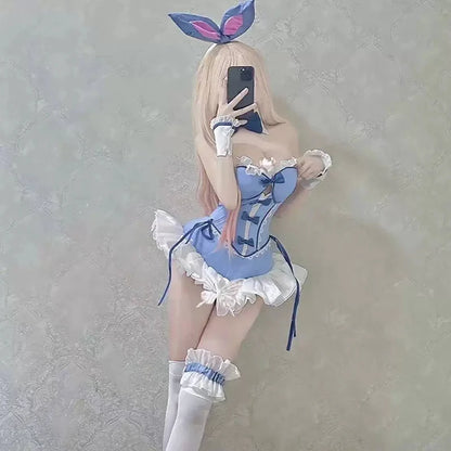 Anime My Dress Up Darling Kitagawa Marin Cosplay Kostüm Mädchen Blaues Kleid Nette Sexy Bunny Mädchen Uniform Halloween Kleidung Outfit So ist Leben