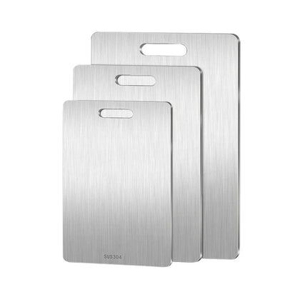 Titanium Schneidebretter Für Die Küche Edelstahl 304 Verstärkt Doppelseitig Lebensmittelecht Tragbar Für Obst- Und Fleischschnitt Schneidebrett Lebensmittelsicherheit Rutschfest Leicht zu reinigen Tragbares Design So ist Leben