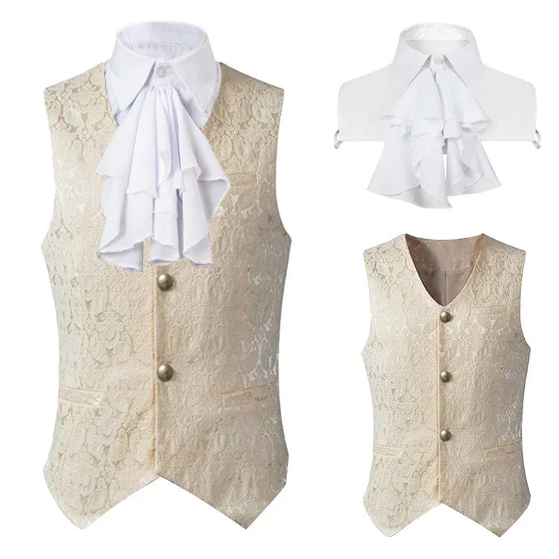 2024 Weste Herren Renaissance Steampunk Mantel Gothic Jacquard Weste Einreiher Business Formelle Kleidung Weste für Anzug So ist Leben