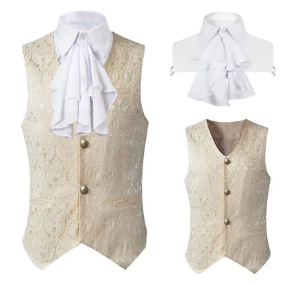2024 Weste Herren Renaissance Steampunk Mantel Gothic Jacquard Weste Einreiher Business Formelle Kleidung Weste für Anzug So ist Leben