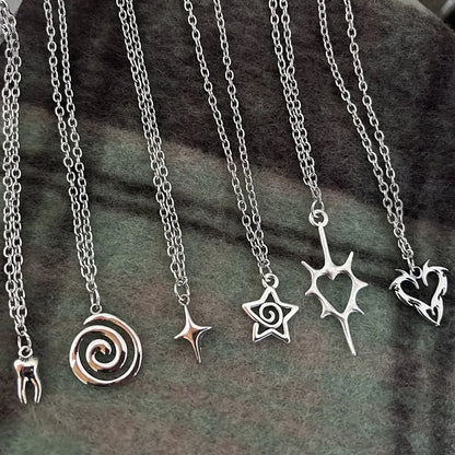 Y2K Flail Feuer Herz Zähne Anhänger Halskette für Frauen Männer Charm Halskette Grunge Punk Modeschmuck ﻿ So ist Leben