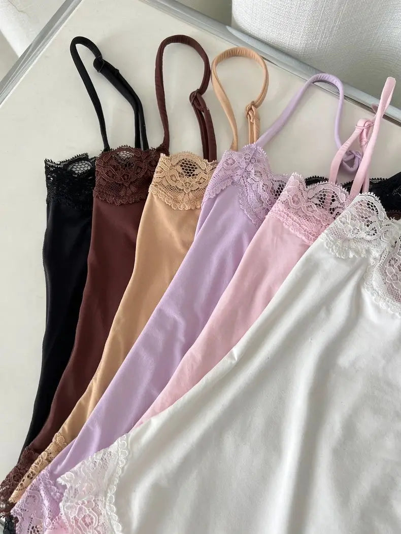 Spitze Trim Schlank Playsuits Frau Hohe Elastizität Verstellbaren Riemen Dünne Body Solide Mode Streetwear Glatte einteiliges Tops So ist Leben