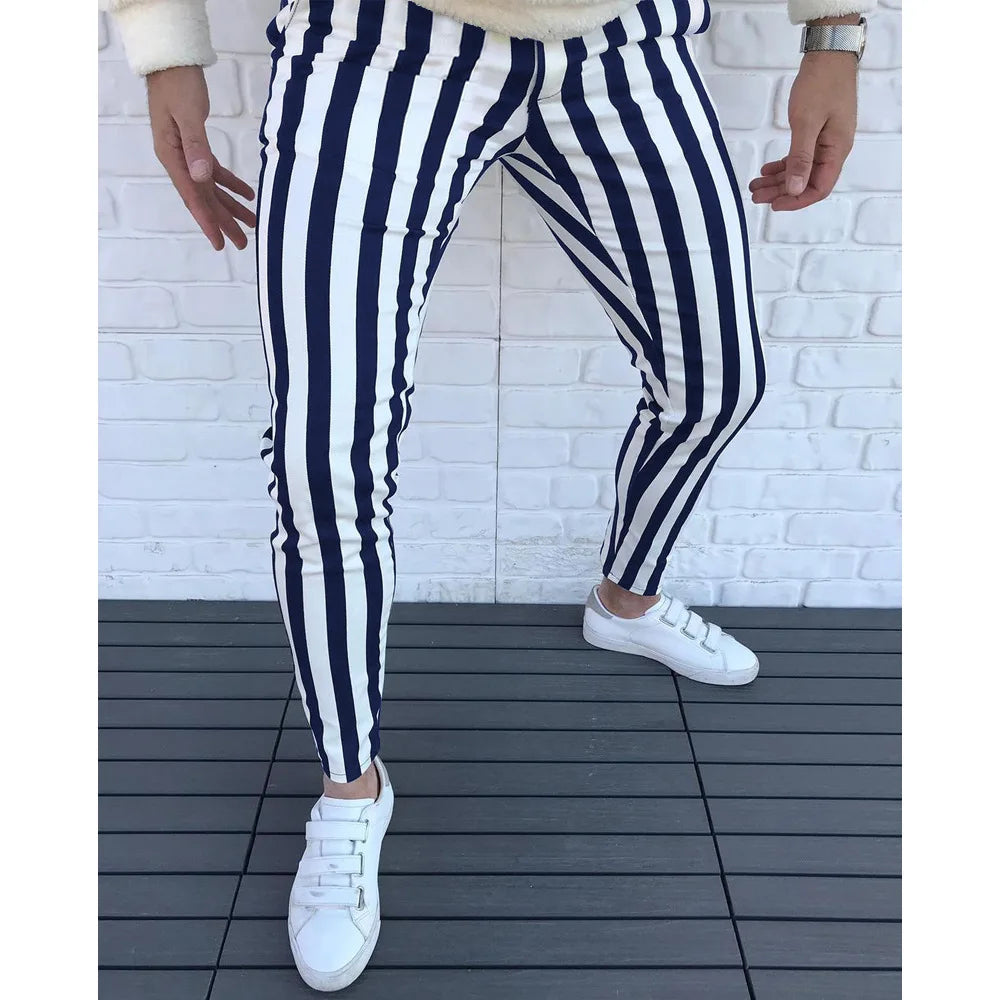 2026 Neue Herren-Bleistifthose Mode Klassische Lässige Gestreifte Bedruckte Hose Männliche Streetwear Business Sport Slim-Fit-Hose Herrenbekleidung So ist Leben