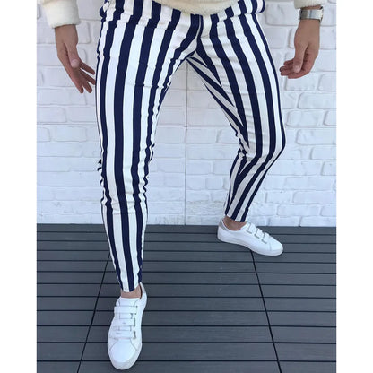 2026 Neue Herren-Bleistifthose Mode Klassische Lässige Gestreifte Bedruckte Hose Männliche Streetwear Business Sport Slim-Fit-Hose Herrenbekleidung So ist Leben