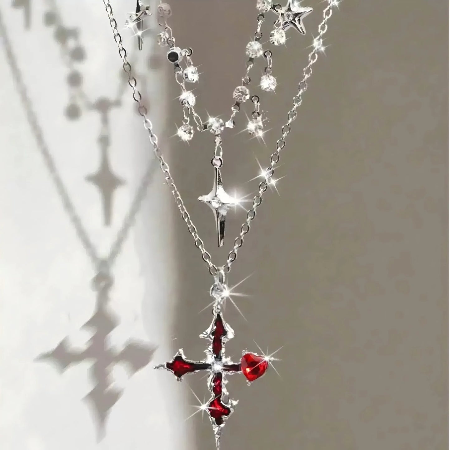 Gothic Y2K Metall Kreuz Anhänger Multi Layer Perlen Halskette Für Frauen Männer Vintage Punk Grunge EMO Charme Schmuck Zubehör Geschenk So ist Leben
