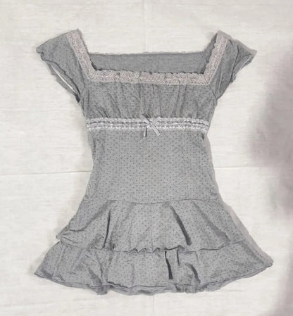 Mode Niedlichen Verband Bogen Gestellte Top Rosa Süße Kokette Süße T Shirts Herbst Frühling Casual Quadratischen Kragen T Frauen y2k Ästhetischen So ist Leben