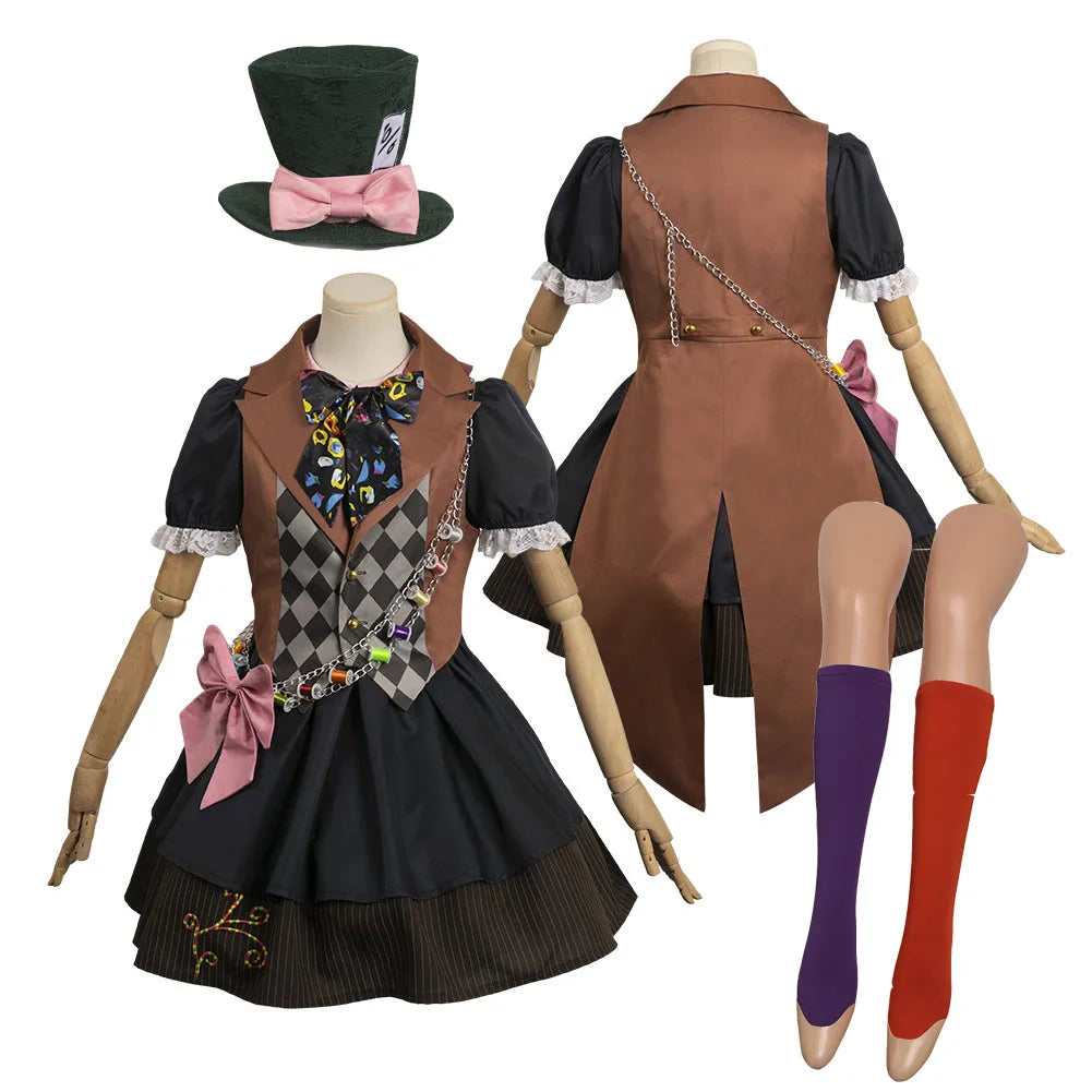 Johnny depp mad cos hatter cosplay fantasie film alice kostüm hut strümpfe outfits erwachsene männliche weibliche halloween party kleidung So ist Leben
