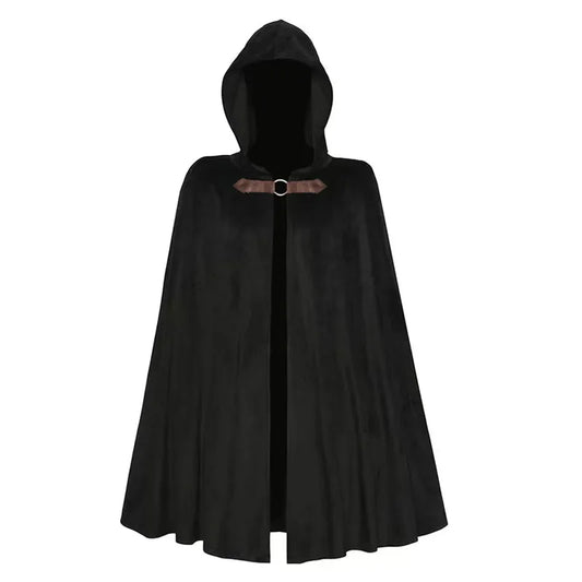 Mittelalterlicher schwarzer Kapuzenumhang Halloween Retro Battle Warrior Cosplay Kostüm Umhang Erwachsene und Kinder verkleiden sich So ist Leben