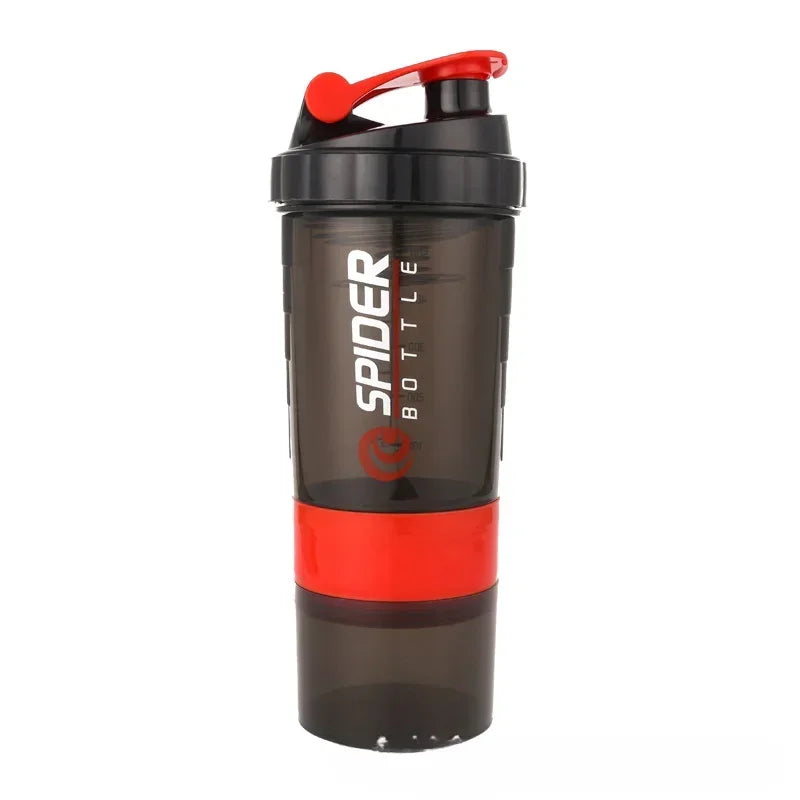 500 ml geschichtete Proteinflasche, Pulvershaker mit Pulver-Aufbewahrungsbehälter, große Wasserflasche, Wasserflasche mit Draht-Rührkugel So ist Leben
