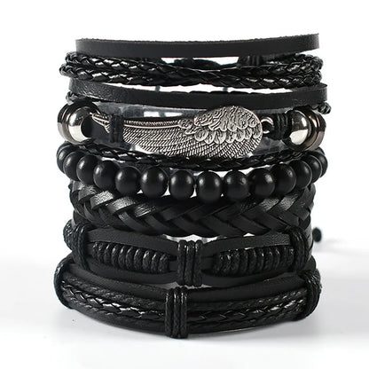 Punk Multilayer Antike Leder Armband Set Schädel Auge Stern Charms Hiphop Rock Y2K Vintage Pu Gothic Armband Mann Goth Schmuck So ist Leben