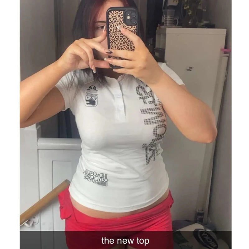 Y2k Crop Top Punk Grafik T-shirts Straße Hot Girl 2000er Jahre Kleidung Süße Slim Tees Harajuku Sommer Damen Top Gothic Shirt emo So ist Leben