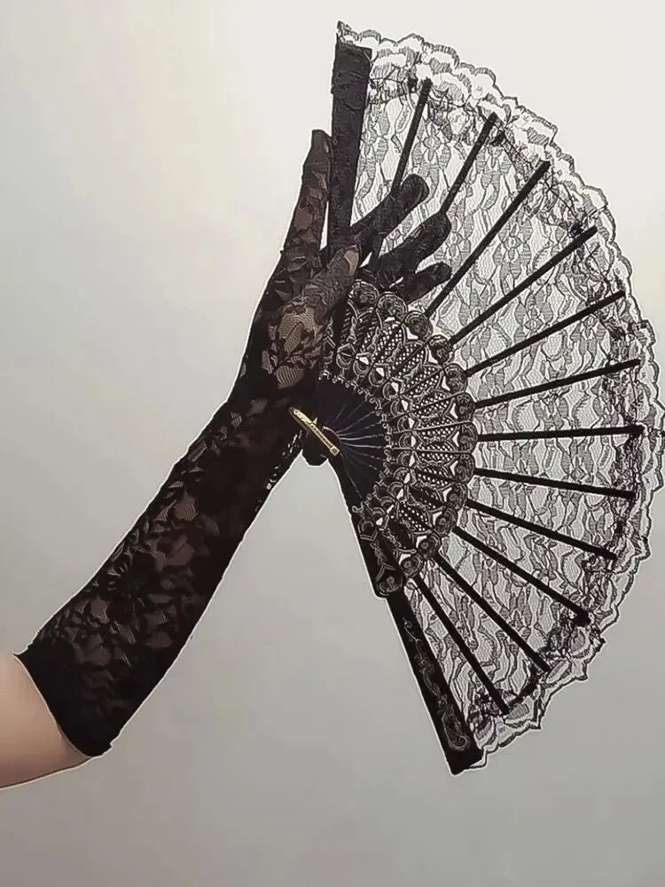 Mesh Fishnet Bowknot Lange Handschuhe für Frauen Spitze Rüschen Fingerlose Handschuhe Fäustlinge JK Lolita Kawaii Weiße Handschuhe UV-Schutz Y2k So ist Leben
