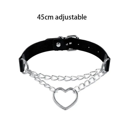 Gothic Heart Lock Choker – Punk Rivet Necklace with Key | Cosplay, Bondage-Inspired Jewelry for Women - So ist Leben
