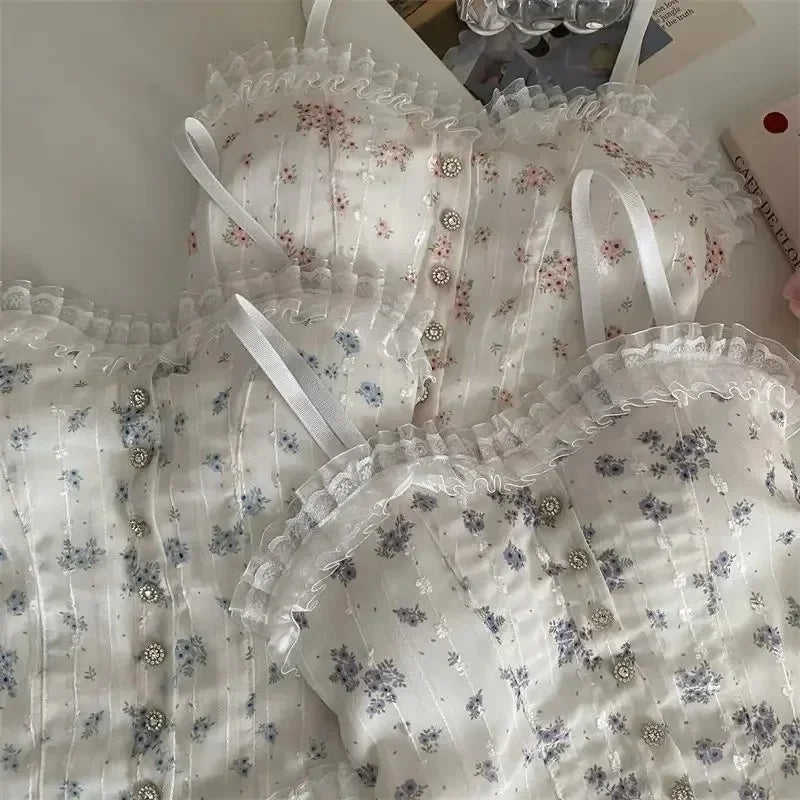 Florale Röhrenoberteile, französisches Holzohr-Saum-Unterhemd, atmungsaktive Spitzen-Tanktops für Damen, schöne Unterwäsche für den Sommer So ist Leben