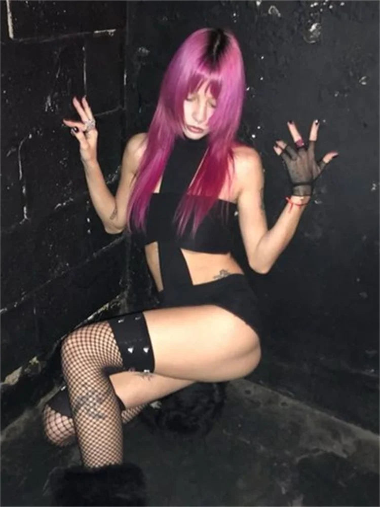 Seltsame Puss Sexy Halter Strampler Frauen Kreuz Hohl Taillen Ärmellose Trend Chic Hottie Solide Dünne Straße Clubwear Overall So ist Leben