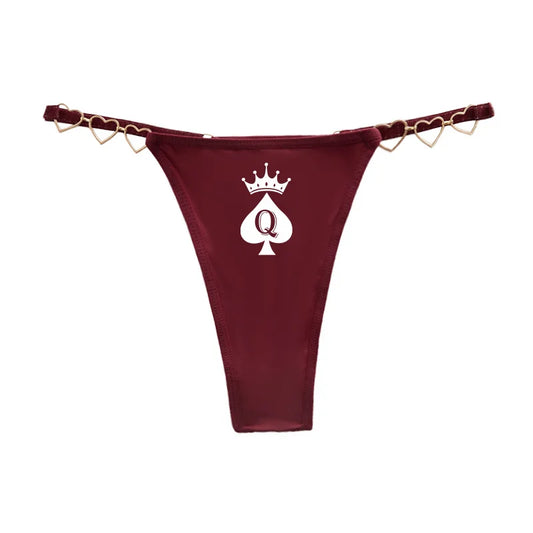 Crown Spades Sexy Hot Tanga für Frauen, Liebesdekoration, Baumwolle, Schritt, niedrige Leibhöhe, Unterwäsche, Freundin, Ehefrau, Liebe, kostenloser und lustiger Tanga So ist Leben