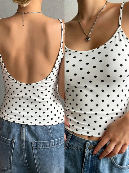 Frauen Backless Cami Crop Top Sommer Einfarbig Casual Ärmelloses Top Streetwear Y2K Kleidung So ist Leben
