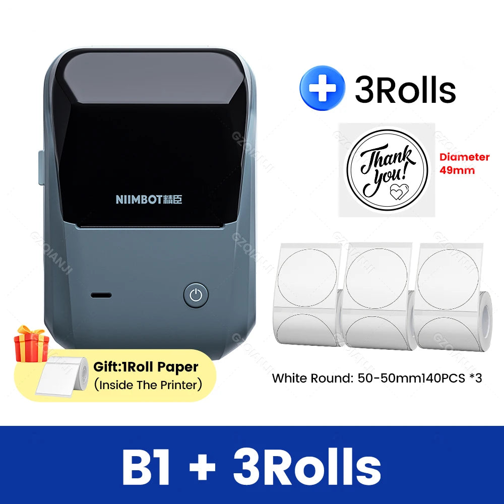 Original Niimbot B1 Etiketten drucker Farbe runde Aufkleber Handheld tragbare Bluetooth selbst klebende Etikettierung Business-Maschine klein So ist Leben