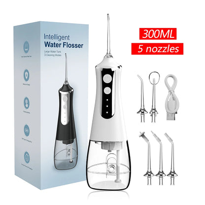 Dental Munddusche Wasser Flosser Gewinde Zähne Pick Mund Waschmaschine 5 Düsen 3 Modi USB Aufladbare 300 ml Tank So ist Leben