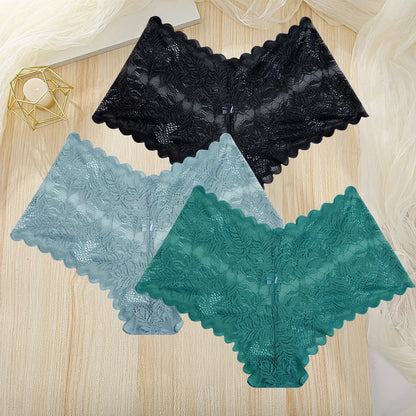 3Pcs Frauen Höschen Sexy Spitze Weibliche Unterhose Plus Größe Unterwäsche Große Größe Leichte Nahtlose Niedrigen Taille Slips Atmungsaktiv So ist Leben